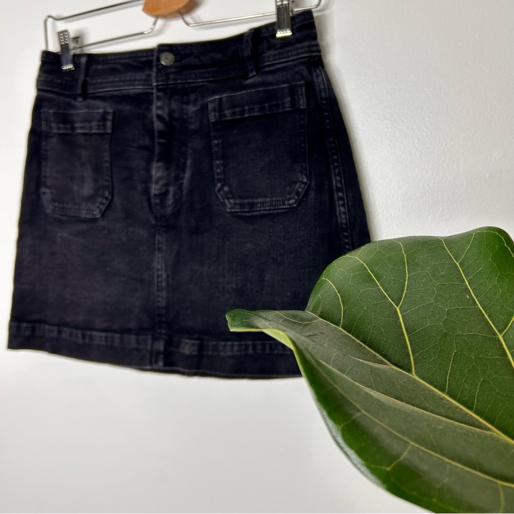 Madewell Stretch Denim A-line Mini Skirt in Black Frost - Picture 4 of 7